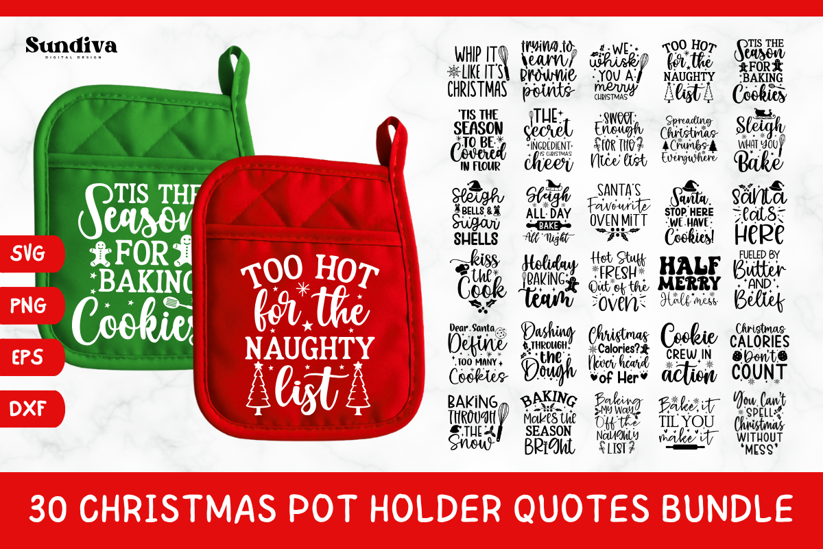 30 Christmas Pot Holder Quotes Bundle