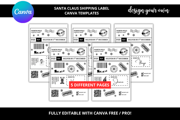 5 Christmas Shipping Labels Template