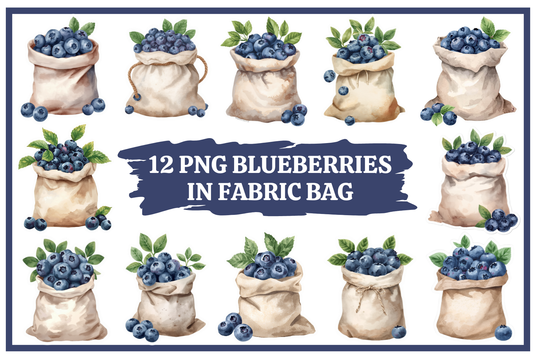 Blueberry Watercolor Clipart Bundle #28
