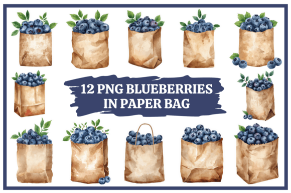 Blueberry Watercolor Clipart Bundle #29