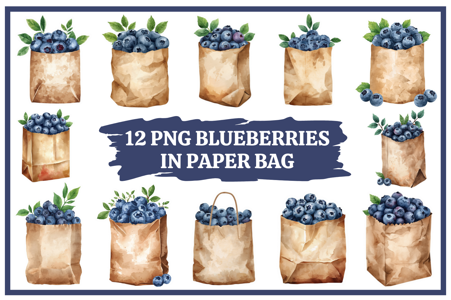 Blueberry Watercolor Clipart Bundle #29
