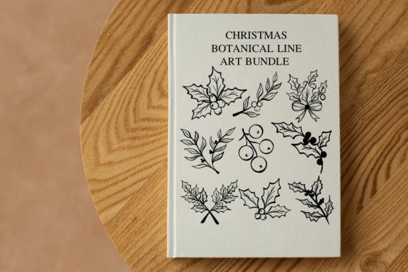 Christmas Botanical Line Art Bundle Font PNG with transparent background - Preview 1