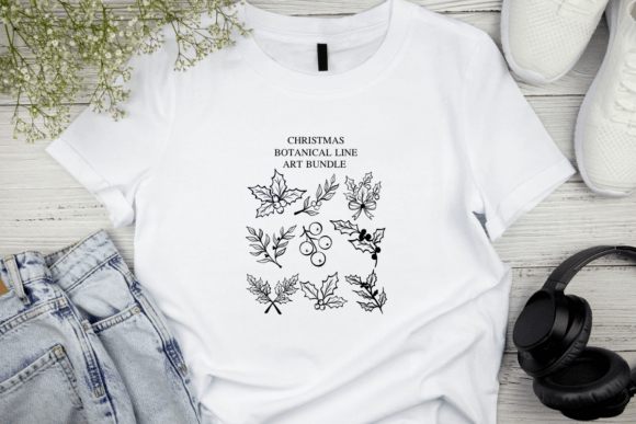 Christmas Botanical Line Art Bundle Font PNG with transparent background - Preview 2