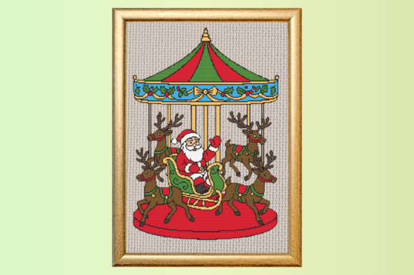 Christmas Carousel with Santa and Reinde