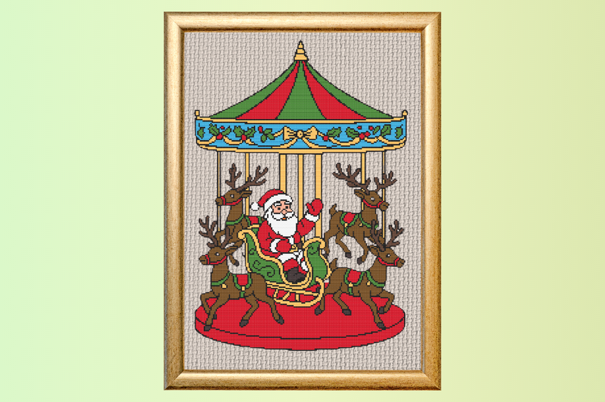 Christmas Carousel with Santa and Reinde