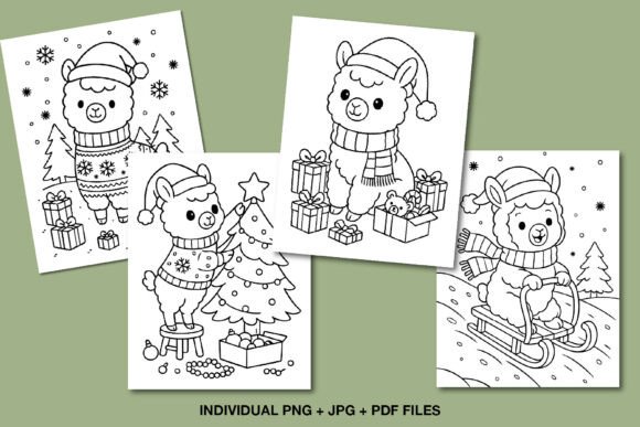 Christmas Llama Coloring Pages