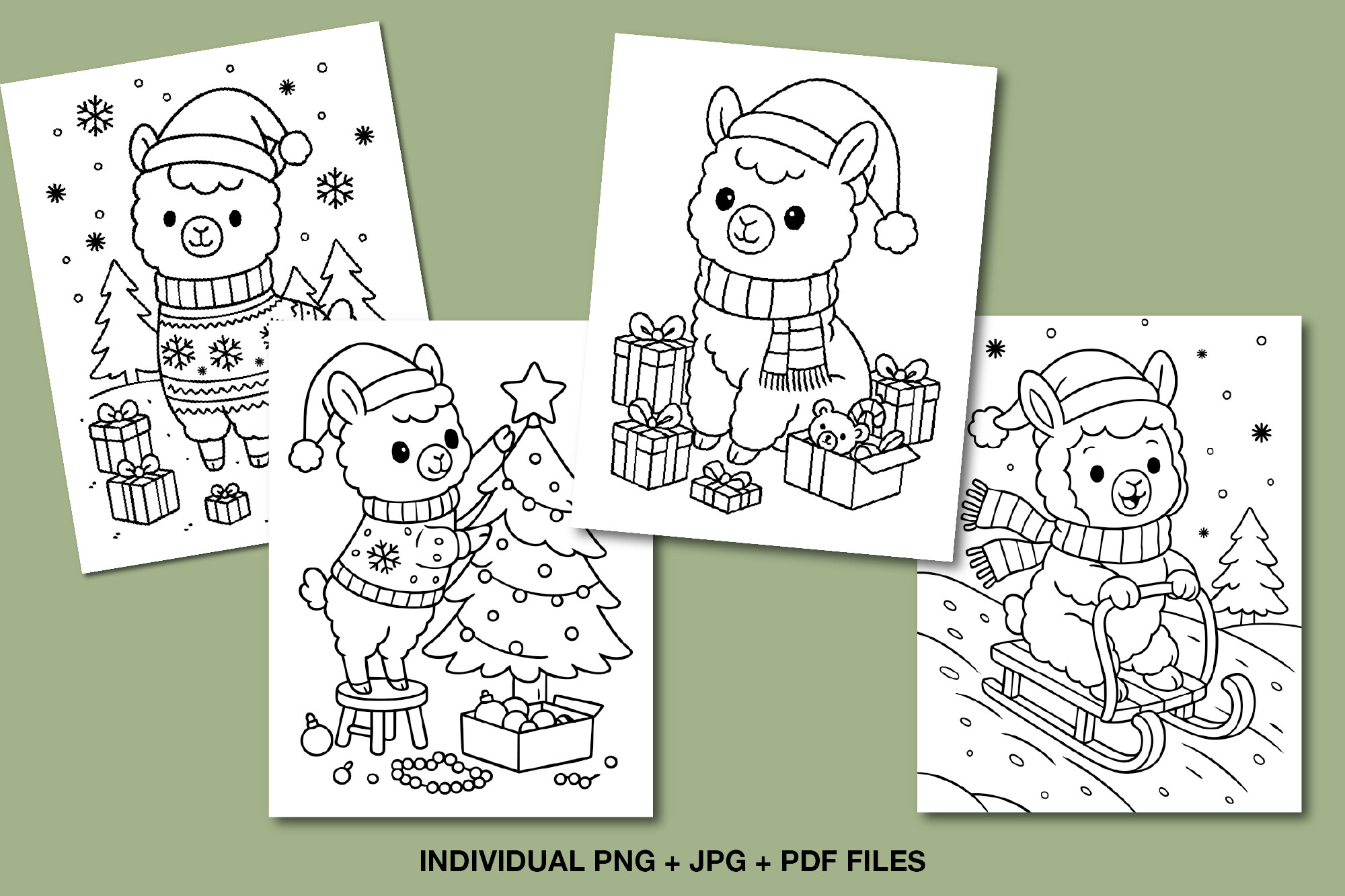 Christmas Llama Coloring Pages