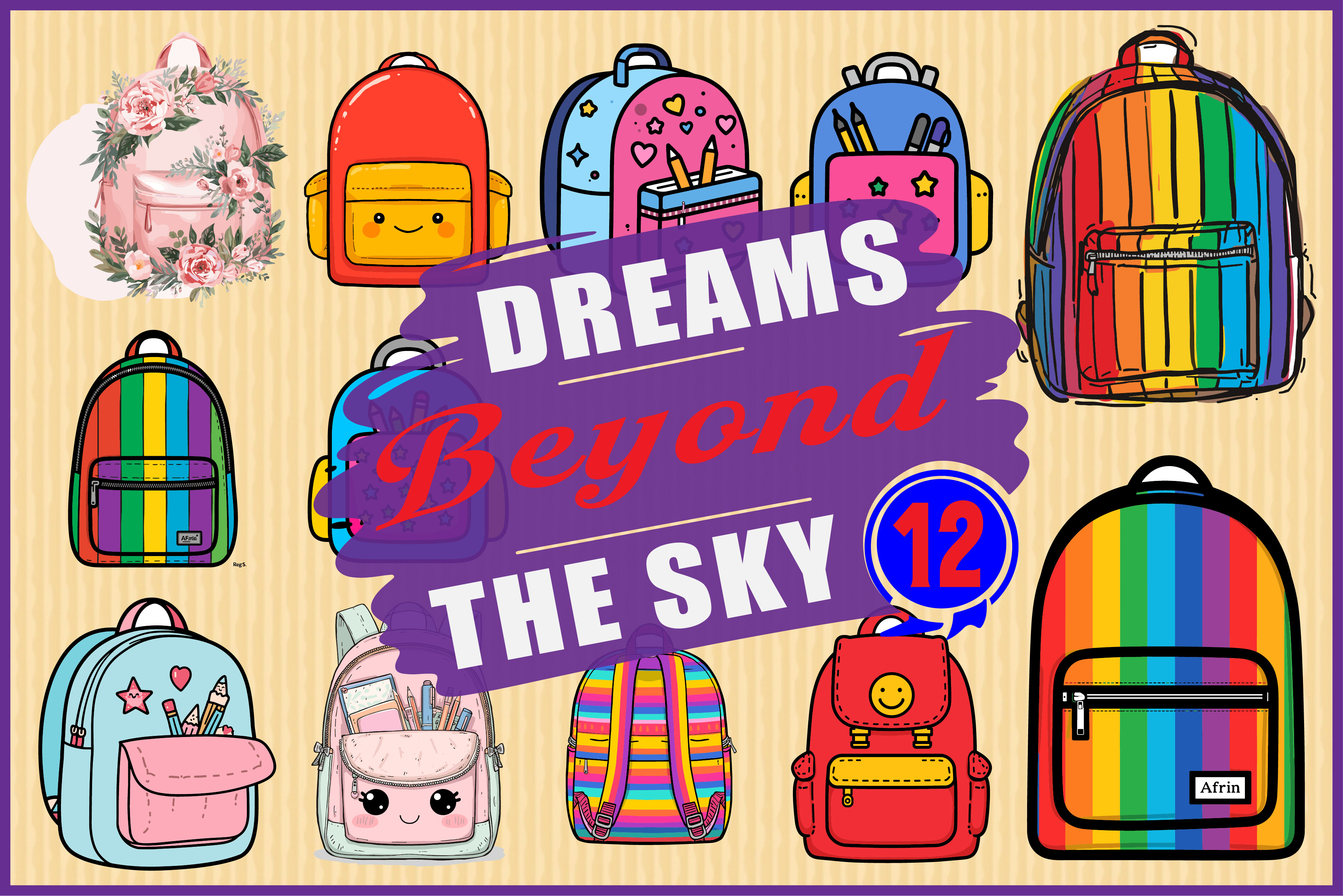 Cute Backpack Clipart Bundle