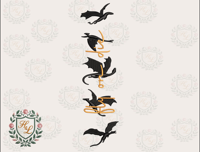 Flying Dragons Embroidery Files