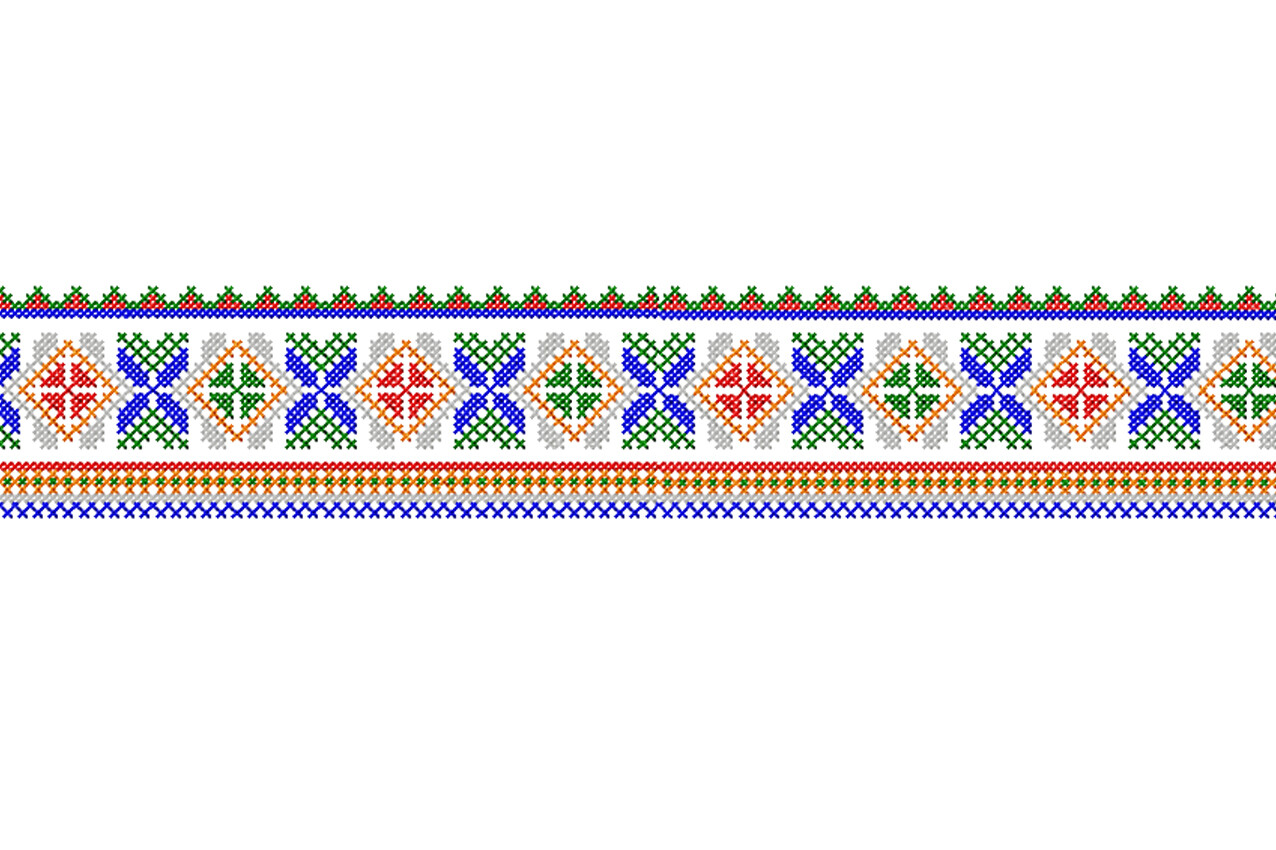 Folk Cross Stitch Border Embroidery