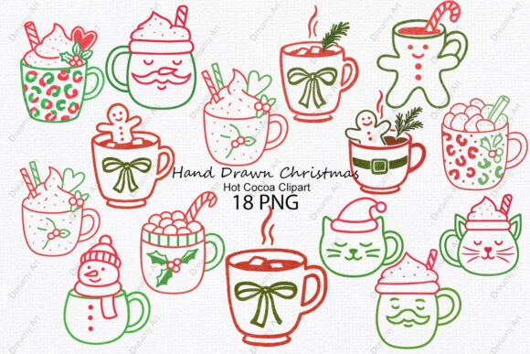Hand Drawn Christmas Hot Cocoa Clipart