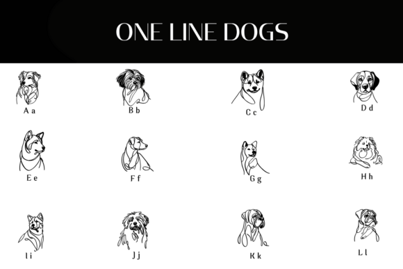 One Line Dogs Font PNG with transparent background - Preview 1