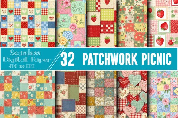 Patchwork Picnic Seamless Papers Graphic by Bundle · Creative Fabrica