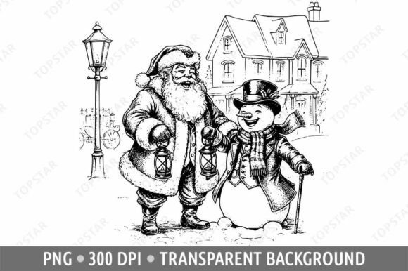 Santa and Victorian Snowman Clipart
