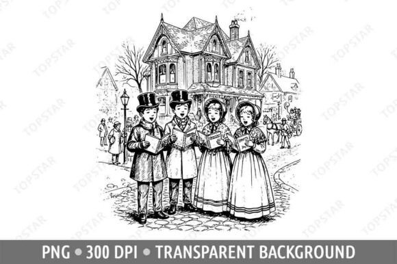 Victorian Christmas Carolers Clipart