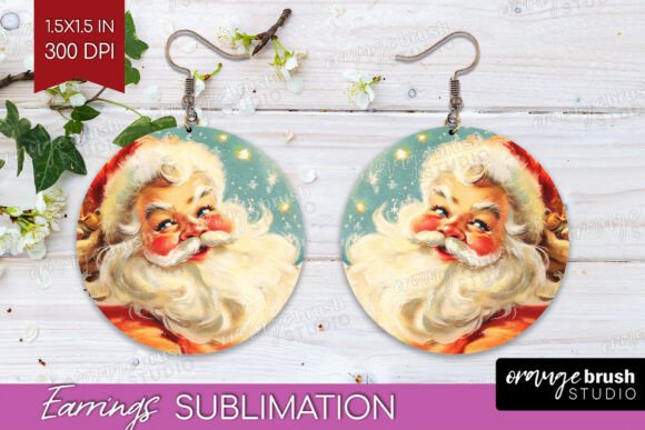 Vintage Christmas Round Earrings PNG