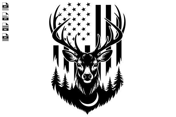 American Flag Deer Svg, Deer Hunting