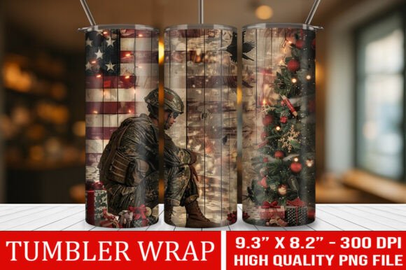 Army Veteran Christmas 20oz Tumbler Wrap