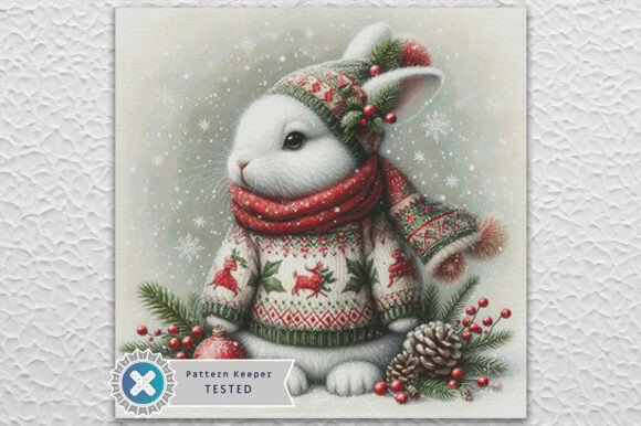 Christmas Bunny Cross Stitch Pattern PDF