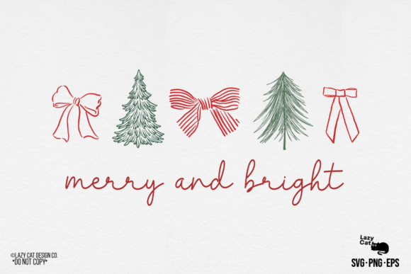 Christmas Tree Coquette Bow SVG PNG Graphic Illustrations By Lazy Cat