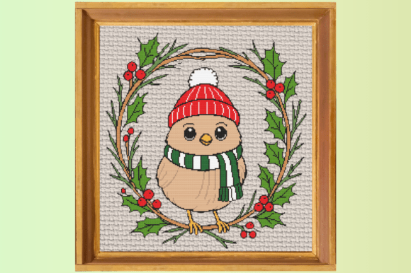 Cute Robin Bird with Hat and Scarf Chris