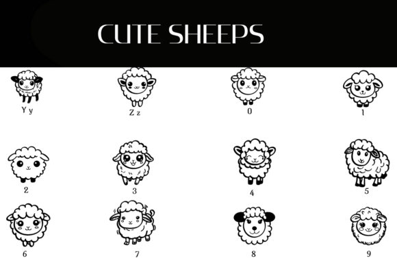 Cute Sheeps Font PNG with transparent background - Preview 3