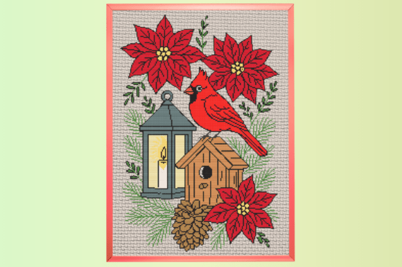 Festival Cardinal & Poinsettia Christmas