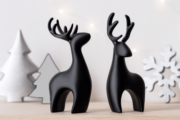 Modern Deer Set 2 Pcs. Christmas 3D Printing By Woow Concept