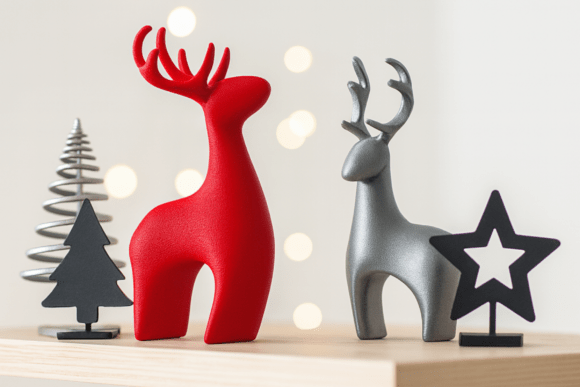 Modern Deer Set 2 Pcs - 3D Printable Christmas Reindeer STL Files - Image 2