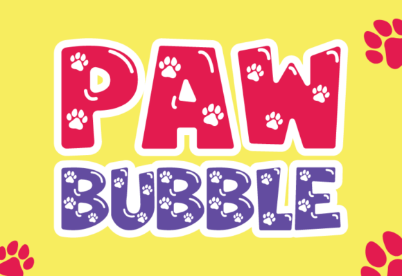 Preview specimen of Paw Bubble decorative font