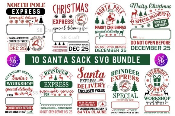 Santa Sacks 10 Designs SVG Bundle