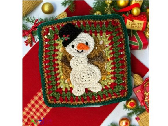 Snowman Granny Square Crochet Pattern