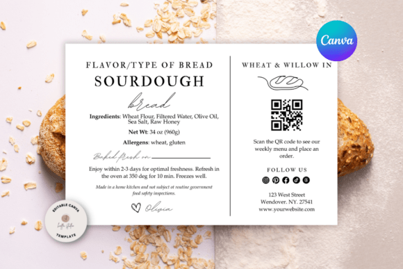 Sourdough Label Template with QR Code