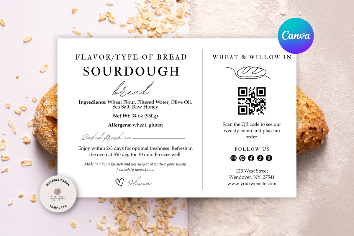 Sourdough Label Template with QR Code