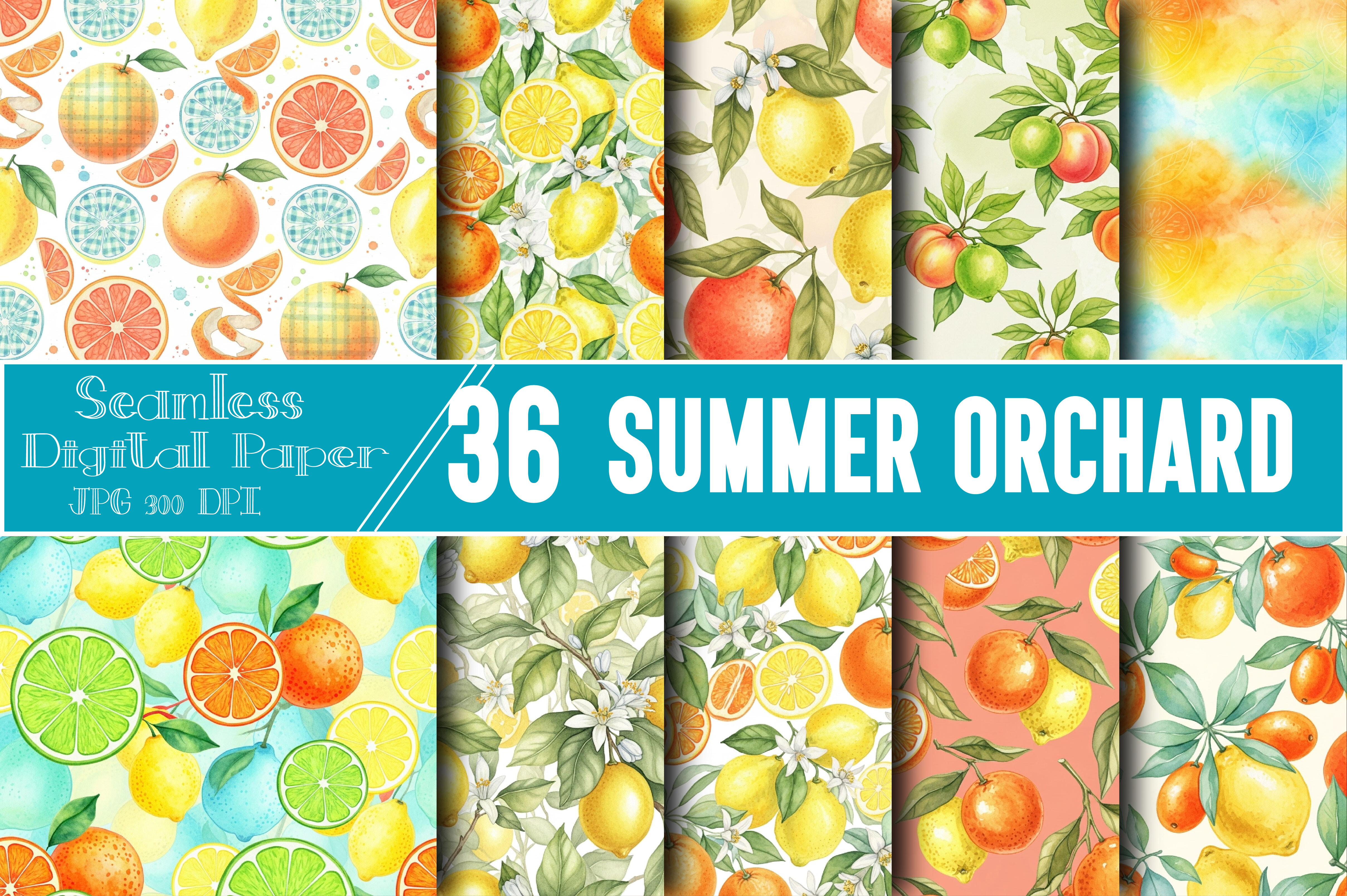 Summer Orchard Seamless Digital Pattern Graphic by Bundle · Creative ...