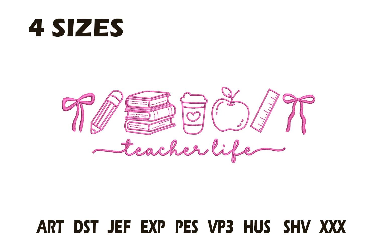 Teacher Life Embroidery Design