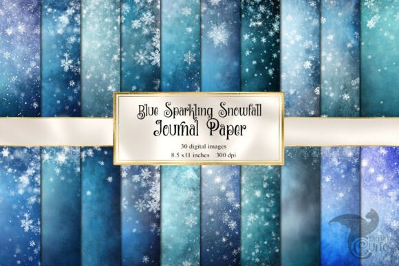 Blue Sparkling Snowfall Journal Paper
