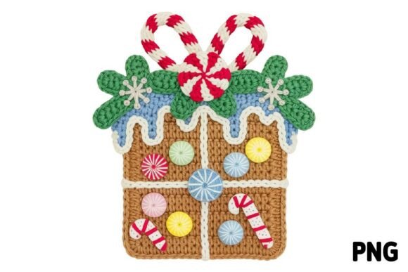 Christmas Crochet Gift Box PNG