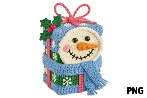 Christmas Crochet Gift Box PNG