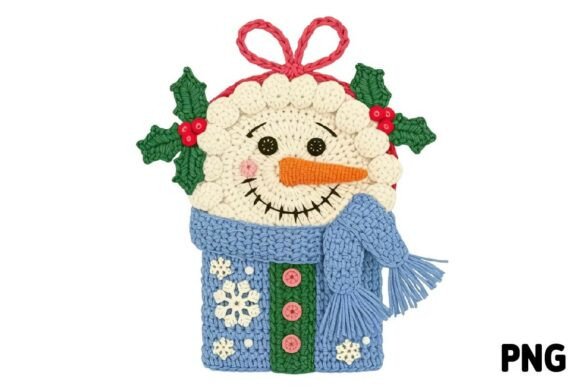 Christmas Crochet Gift Box PNG