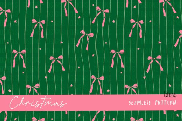 Christmas Girly Bow Seamless Pattern Png