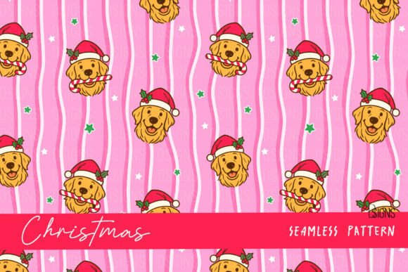 Christmas Golden Dog Seamless Pattern
