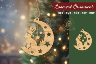 Christmas Rabbit In Moon Lasercut