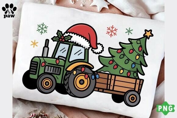 Christmas Tractor Png, Christmas Tree Graphic T-shirt Designs By PAW