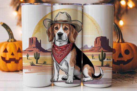 cowboy beagle 20oz tumbler wrap PNG sublimation ready-to-press design