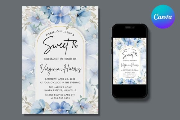 Floral Sweet Sixteen Birthday Invite