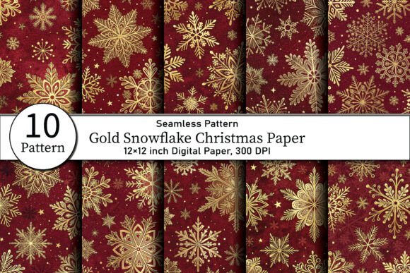Gold Snowflake Christmas Paper