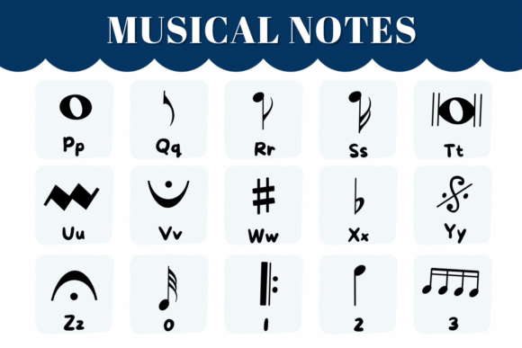Musical Notes Font PNG with transparent background - Preview 1