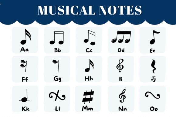 Musical Notes Font PNG with transparent background - Preview 2