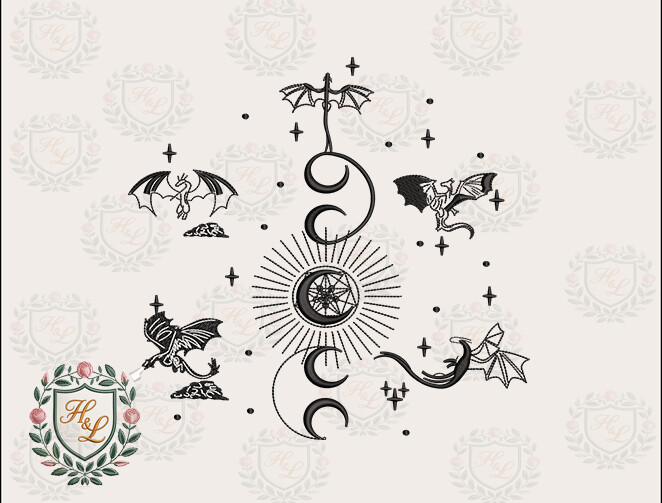 Night Sky Dragon Embroidery Files